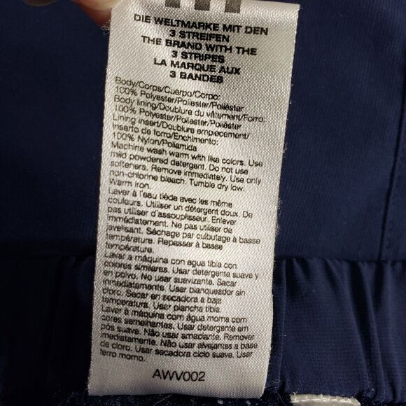 Adidas Womens Track Pants Medium Athletic 3-Stripes Navy Blue Zip Ankle Lined - Picture 11 of 11